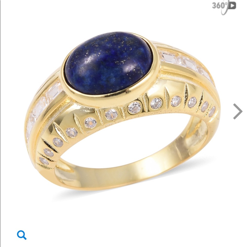 Lapis Lazull white CZ 14k YG over SS
